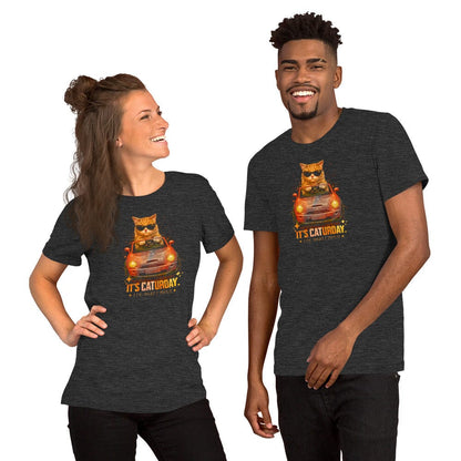 OMTHREAD Caturday Cat T-Shirt Funny Orange Cat Graphic Tee
