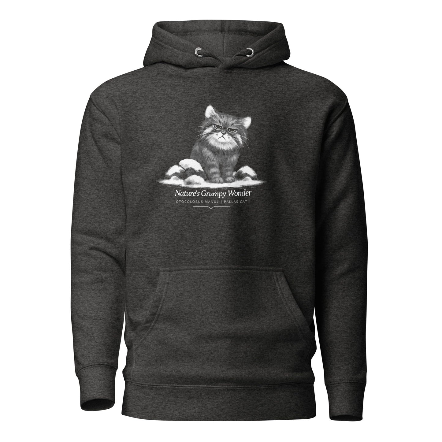 OMTHREAD Charcoal Heather / S Pallas Cat Hoodie Nature’s Grumpy Wonder – Cozy Wildlife Graphic for Cat Lovers