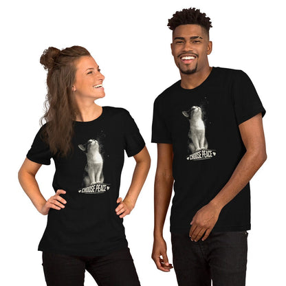 OMTHREAD Choose Peace Cat T-Shirt, Inspirational Cat Shirt, Positive Gift for Cat Lovers