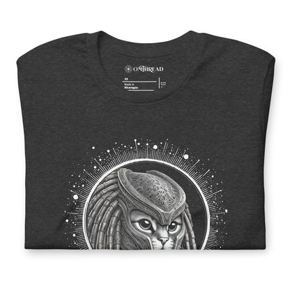 OMTHREAD Cosmic Warrior Cat T-Shirt | Alien Cat Art Tee | Futuristic Cat Lover Shirt