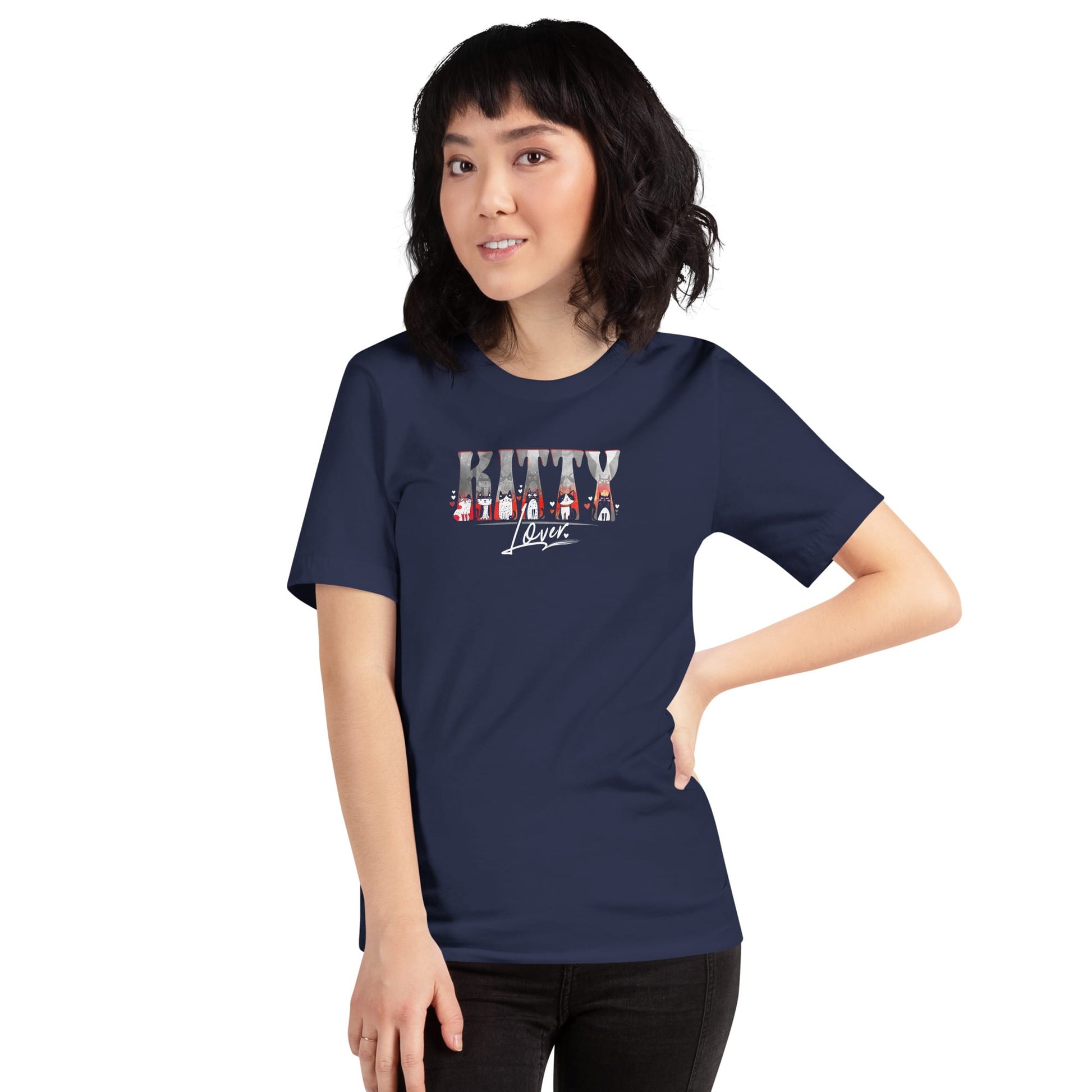 OMTHREAD Cute Cat Lover Shirt Kitty Lover Cat Graphic Tee