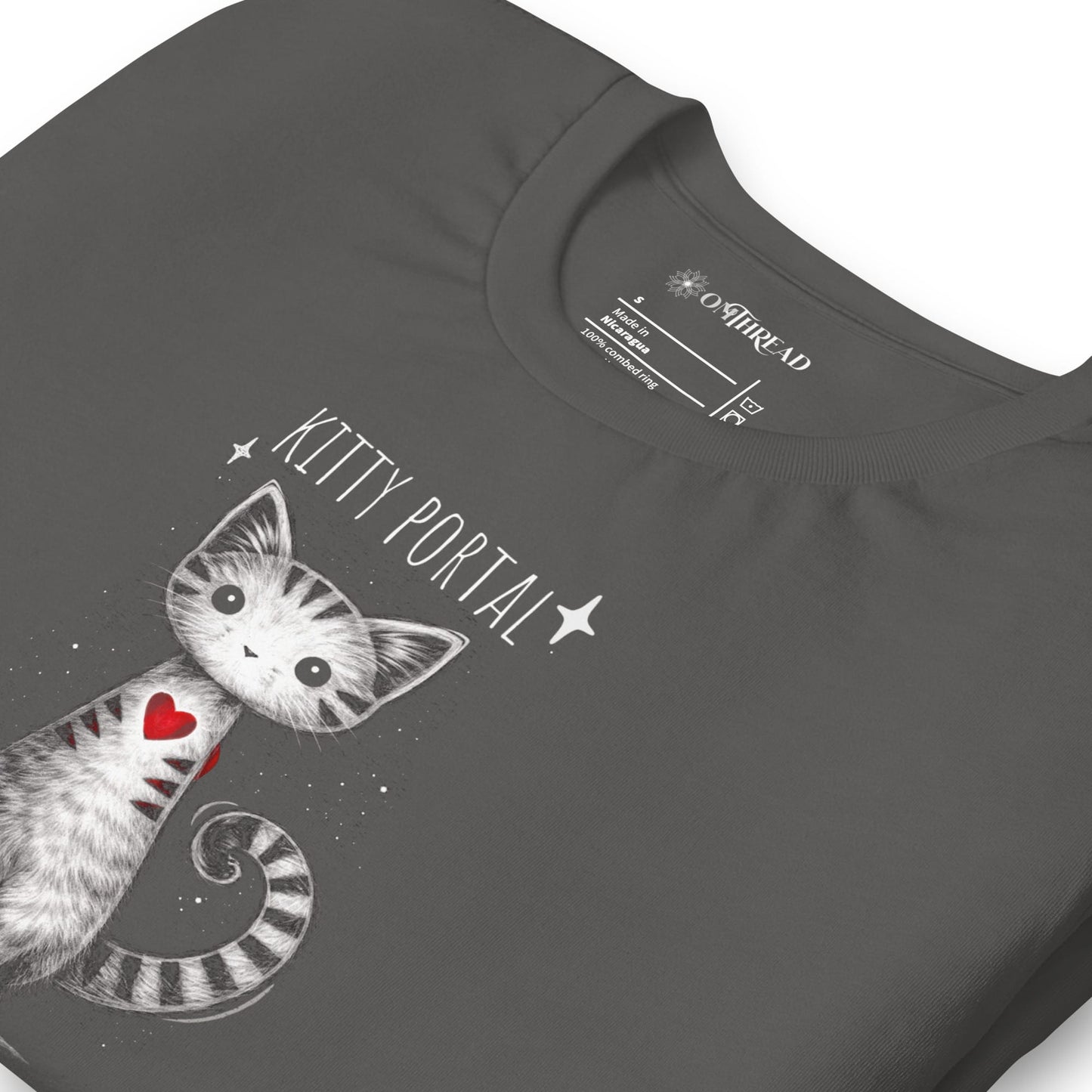 OMTHREAD Cute Magical Cat Shirt Kitty Portal Cat Lover Tee