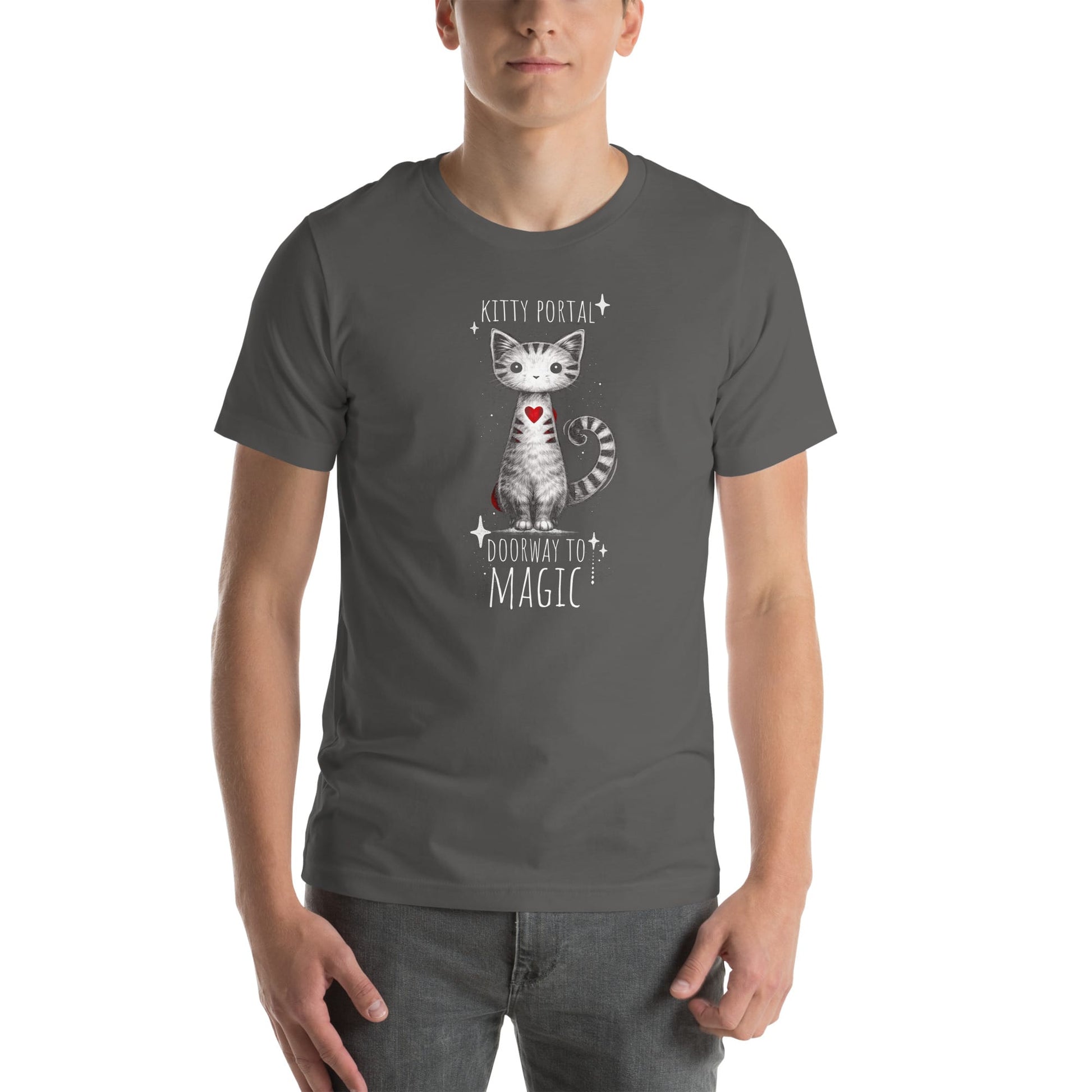 OMTHREAD Cute Magical Cat Shirt Kitty Portal Cat Lover Tee