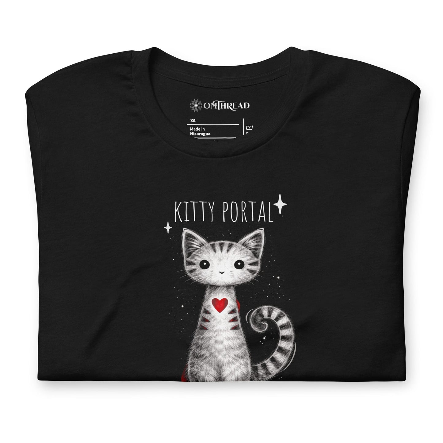 OMTHREAD Cute Magical Cat Shirt Kitty Portal Cat Lover Tee