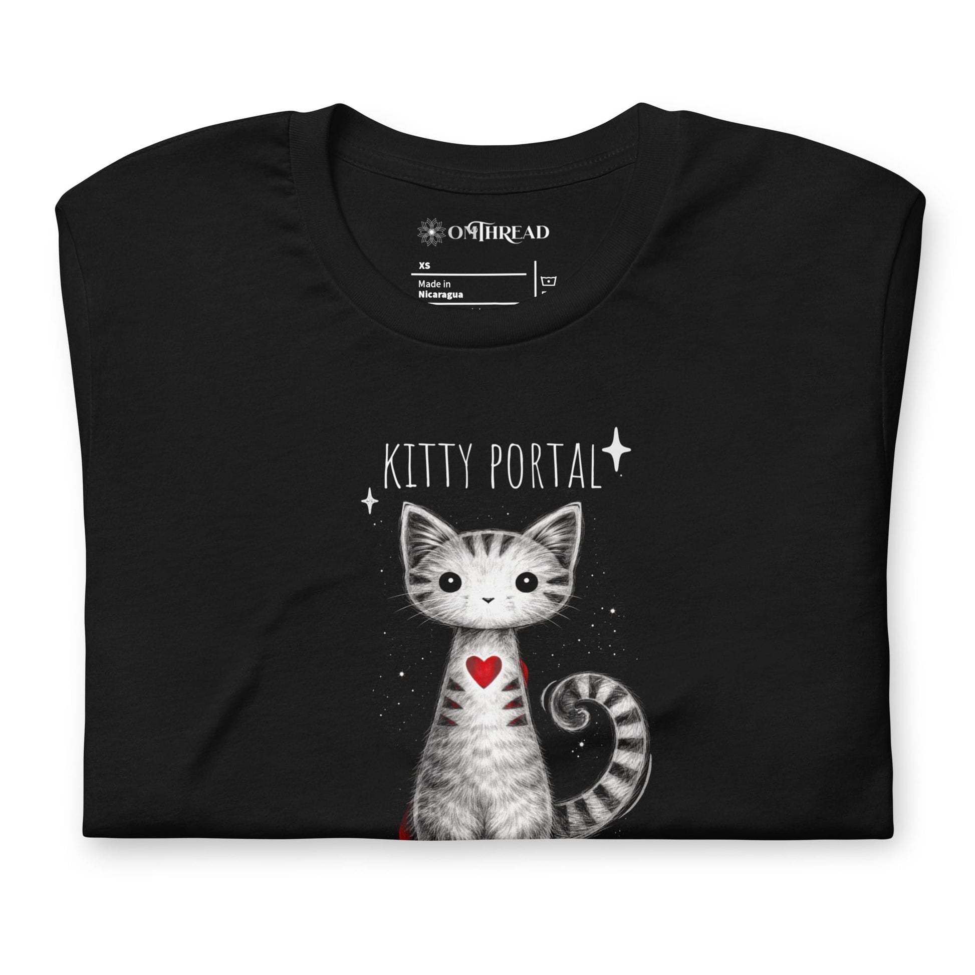 OMTHREAD Cute Magical Cat Shirt Kitty Portal Cat Lover Tee