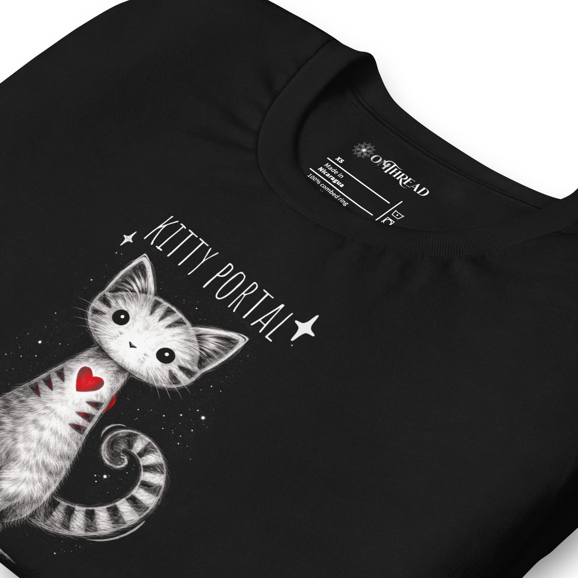 OMTHREAD Cute Magical Cat Shirt Kitty Portal Cat Lover Tee