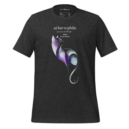 OMTHREAD Dark Grey Heather / XS Ailurophile Definition T-Shirt Minimalist Cat Art Lover Gift