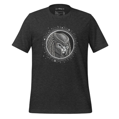 OMTHREAD Dark Grey Heather / XS Cosmic Warrior Cat T-Shirt | Alien Cat Art Tee | Futuristic Cat Lover Shirt