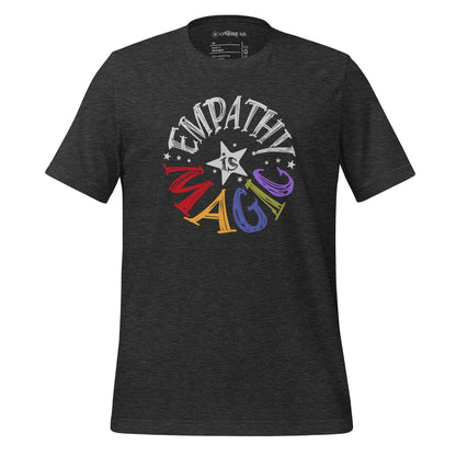 OMTHREAD Dark Grey Heather / XS Empathy Is Magic Rainbow Tee, Retro Positive Message Shirt, Groovy Graphic T-Shirt