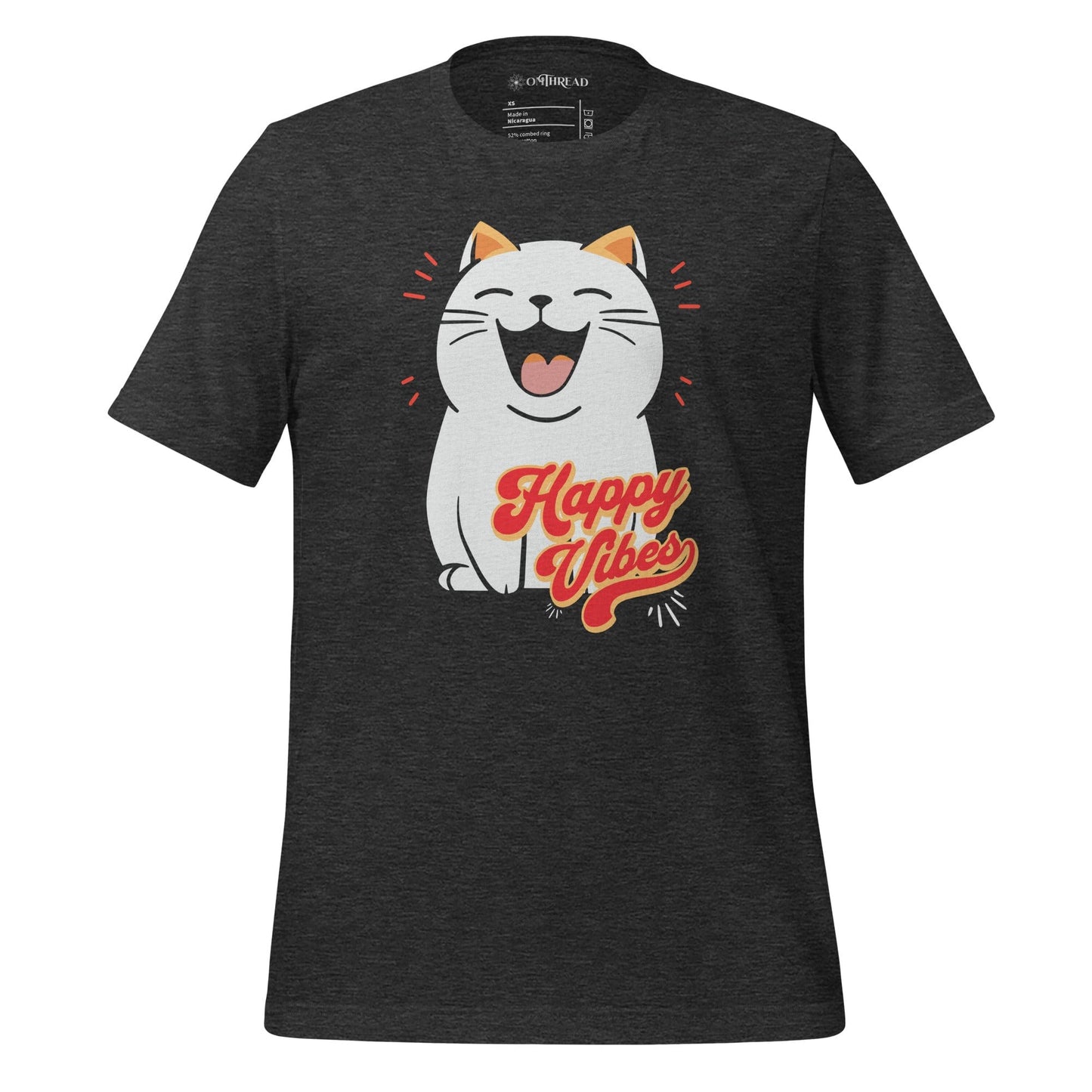 OMTHREAD Dark Grey Heather / XS Good Vibes | Happy Vibes Cat Tee