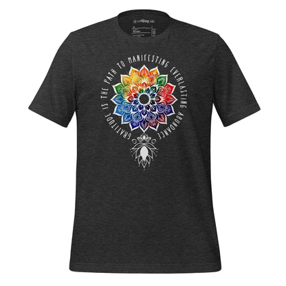 OMTHREAD Dark Grey Heather / XS Gratitude is the Path to Abundance Yoga Tee