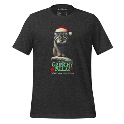 OMTHREAD Dark Grey Heather / XS Grinchy Pallas Cat Christmas T-Shirt | Funny Holiday Wildlife Tee | Grumpy Cat Lover Gift | Unique Conservation-Themed Christmas Shirt