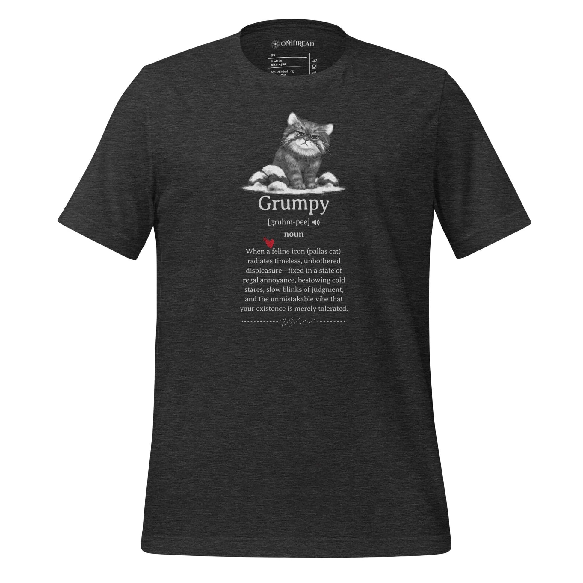 OMTHREAD Dark Grey Heather / XS Grumpy Pallas Cat Definition T-Shirt, Funny Grumpy Cat Shirt, Gift for Cat Lovers