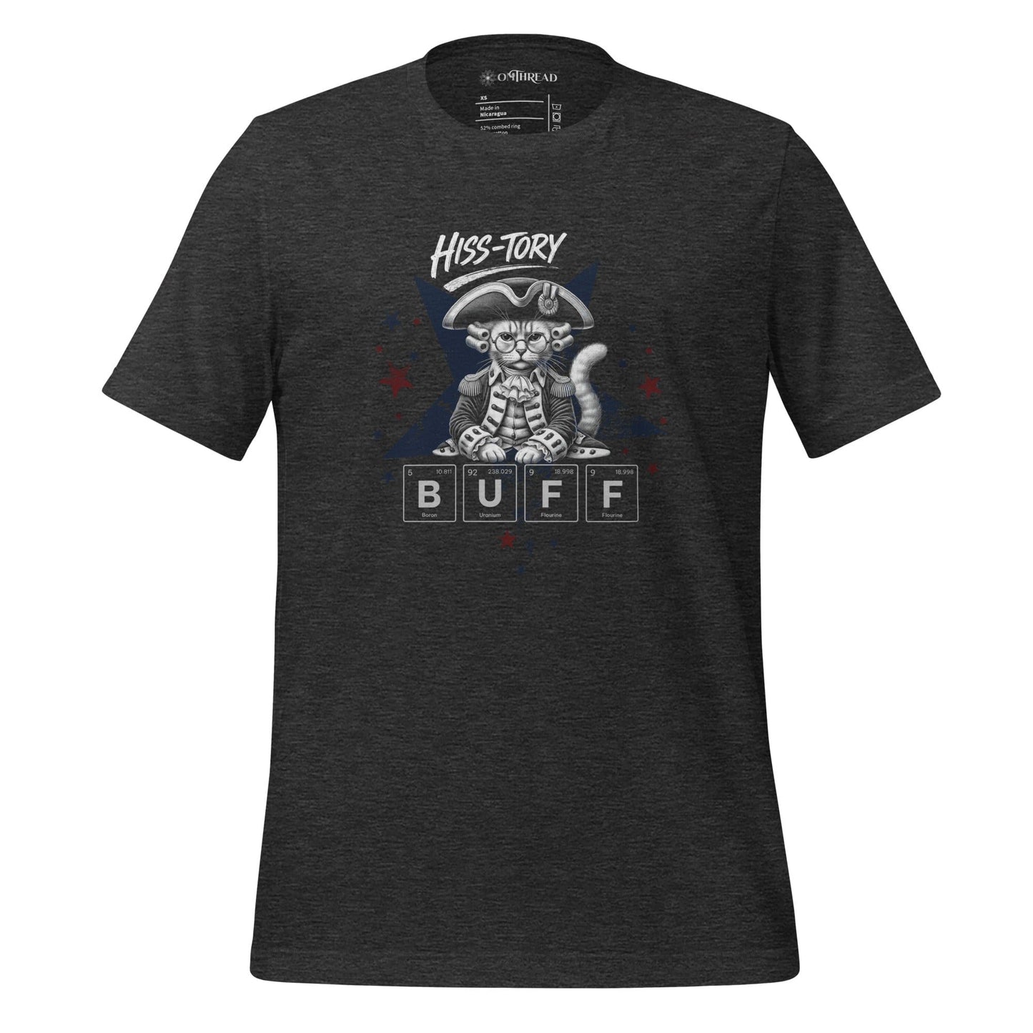 OMTHREAD Dark Grey Heather / XS History Buff Cat Shirt HISS-TORY BUFF Graphic Tee