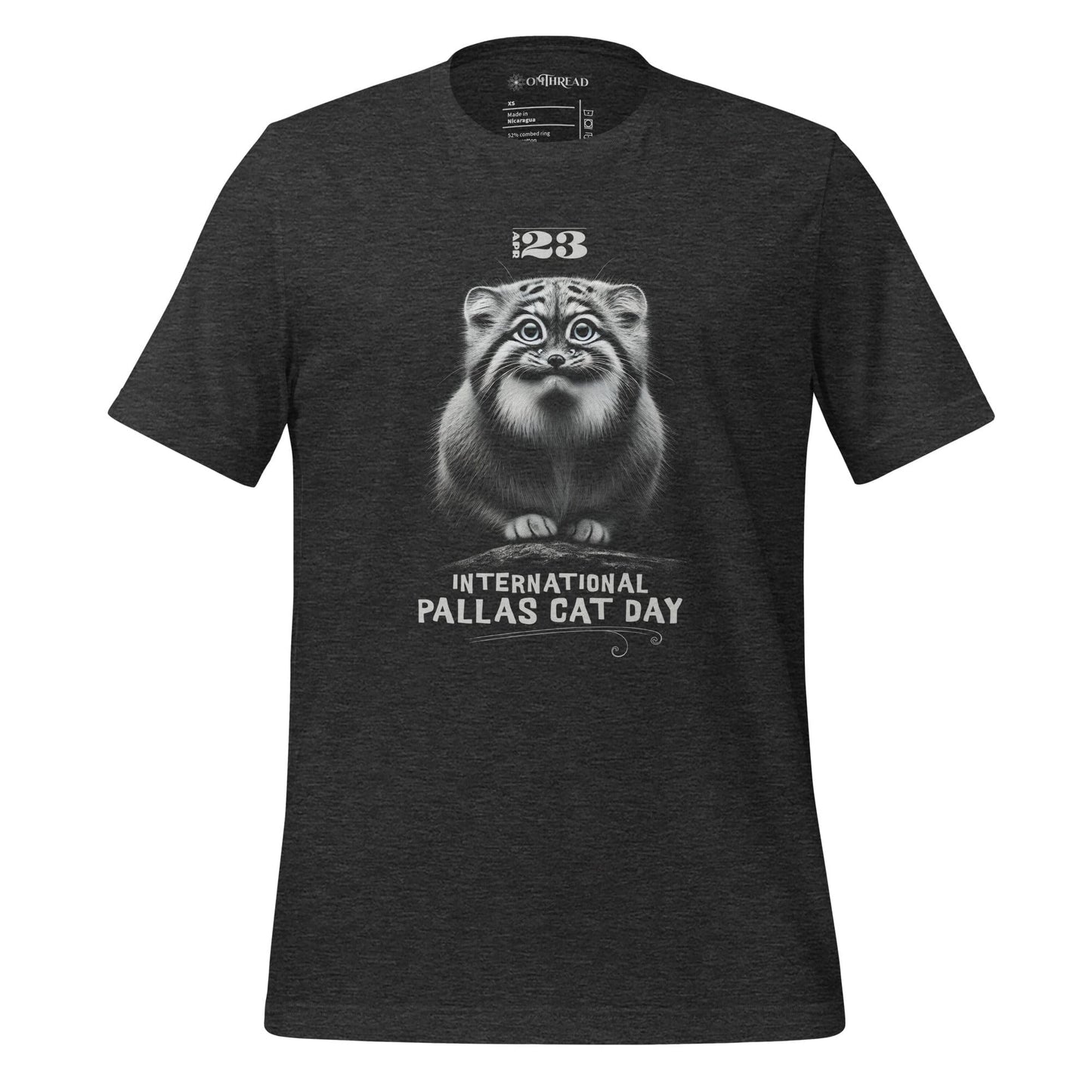 OMTHREAD Dark Grey Heather / XS International Pallas Cat Day, Apr 23: Celebrate & Protect Tee