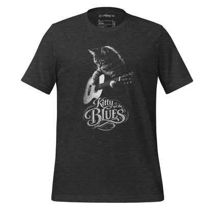 OMTHREAD Dark Grey Heather / XS Kitty Got the Blues Cat Guitar Graphic T Shirt for Music Lovers