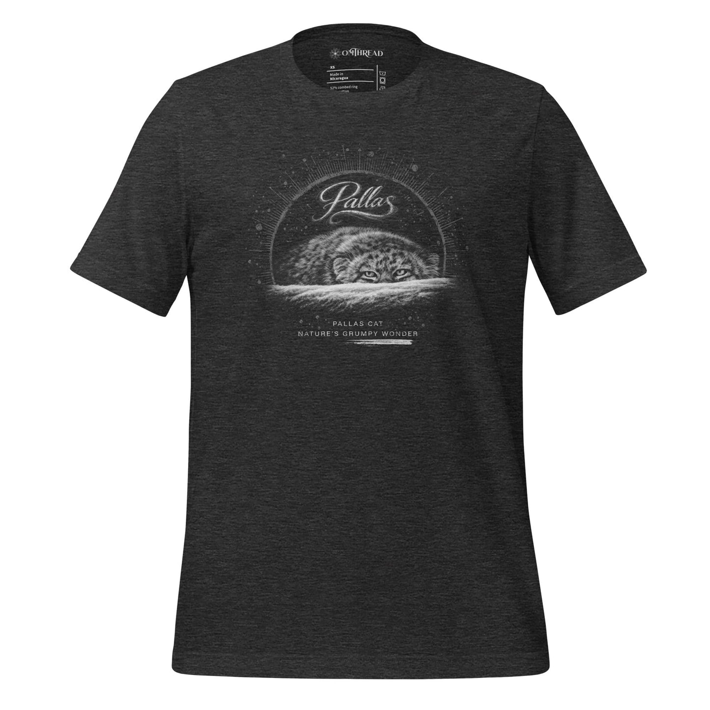 OMTHREAD Dark Grey Heather / XS Pallas Cat Nature’s Grumpy Wonder T-Shirt Funny Wildlife Conservation Tee