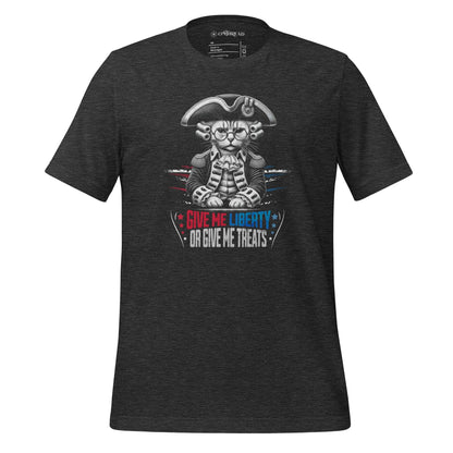 OMTHREAD Dark Grey Heather / XS Patriotic Cat Liberty Treats July 4 Graphic Tee