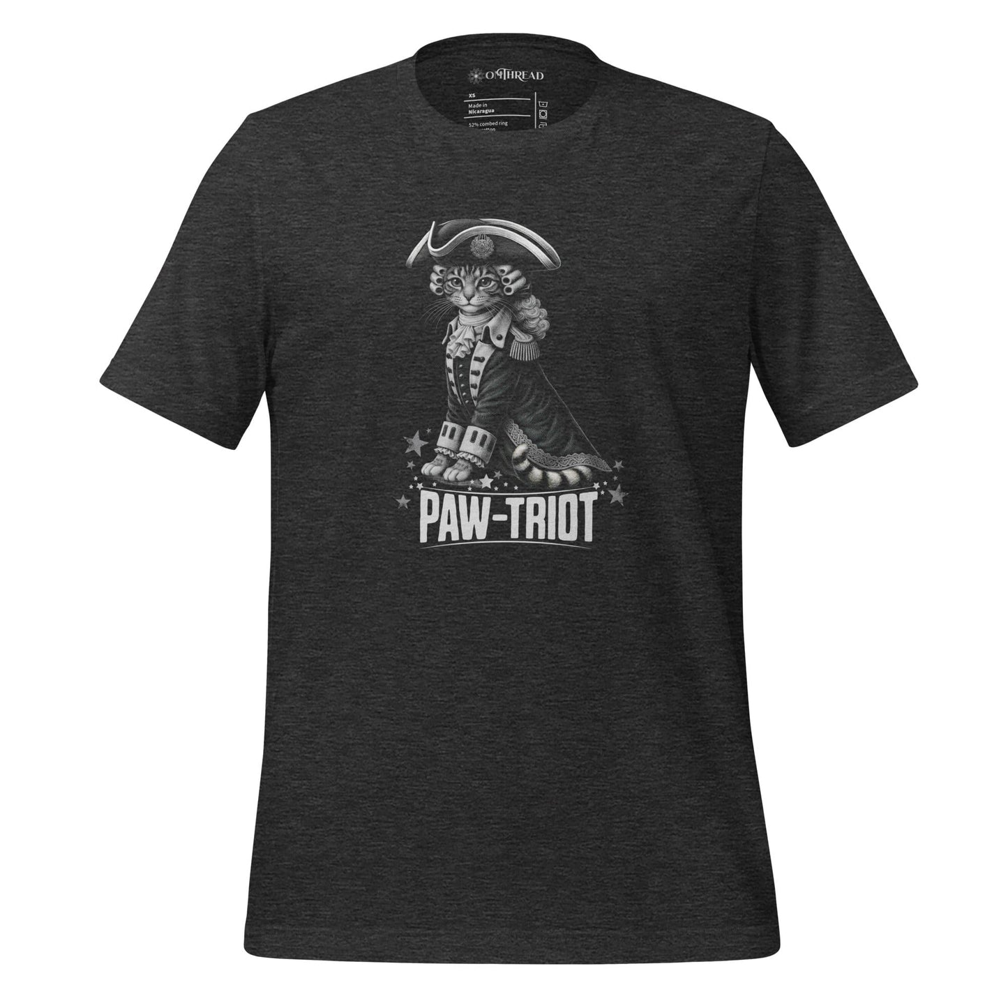 OMTHREAD Dark Grey Heather / XS Paw Triot Patriot Cat Graphic Shirt July 4th Tee