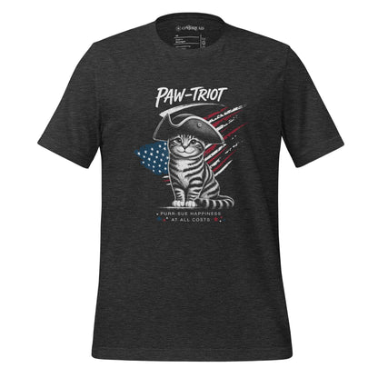 OMTHREAD Dark Grey Heather / XS Paw-triot Patriotic Cat Graphic Tee for July 4