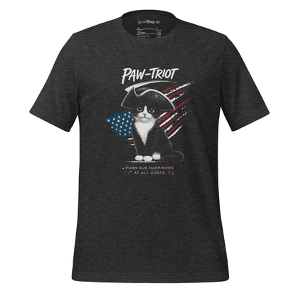 OMTHREAD Dark Grey Heather / XS Paw-triot Patriotic Tuxedo Cat Shirt July 4 Tee