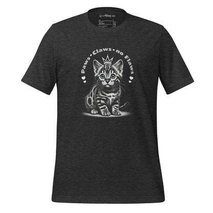 OMTHREAD Dark Grey Heather / XS Paws, Claws, no Flaws Cats Tee | Cute Kitten Graphic Shirt | Cat Lover Gift