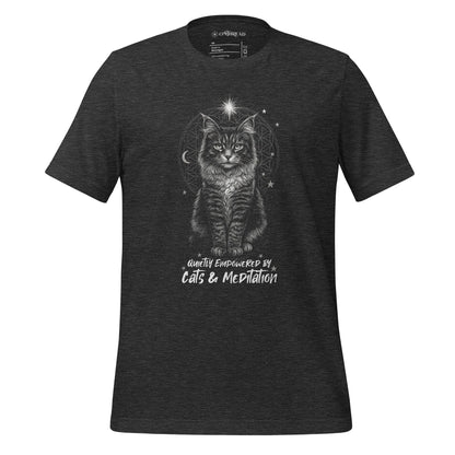 OMTHREAD Dark Grey Heather / XS Quietly Empowered by Cats and Meditation Celestial Cat T-Shirt