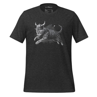 OMTHREAD Dark Grey Heather / XS Viking Cat Warrior - The Fiercest Feline in Battle Tee