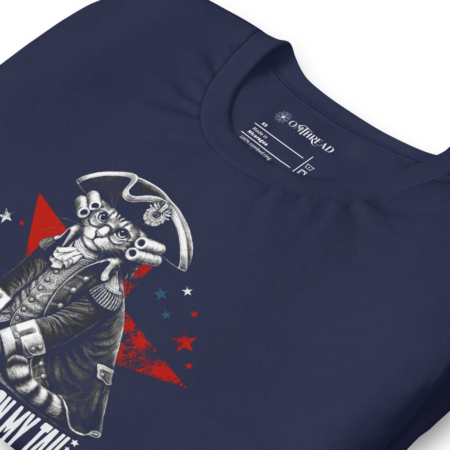 OMTHREAD Dont Tread on My Tail Patriot Cat Graphic Shirt