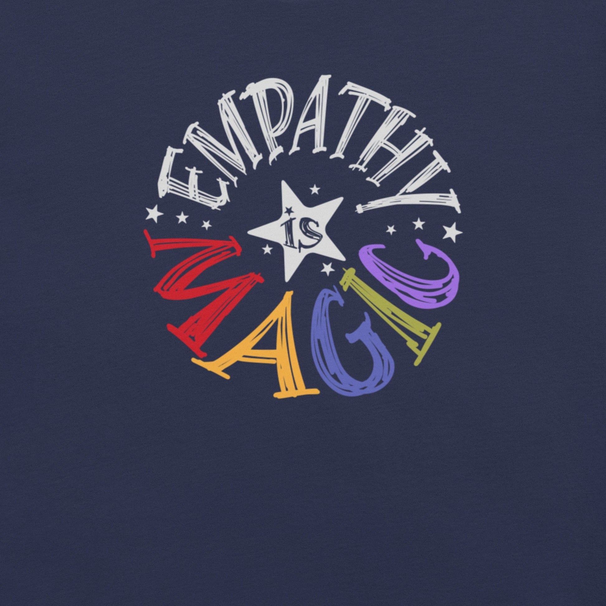 OMTHREAD Empathy Is Magic Rainbow Tee, Retro Positive Message Shirt, Groovy Graphic T-Shirt