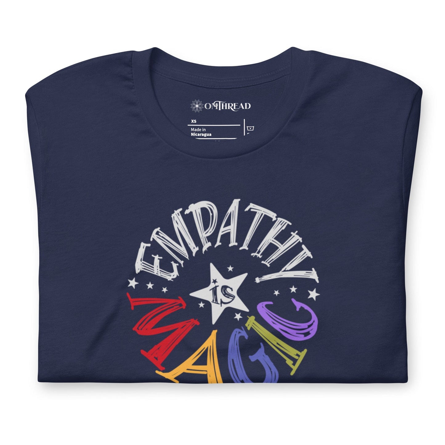 OMTHREAD Empathy Is Magic Rainbow Tee, Retro Positive Message Shirt, Groovy Graphic T-Shirt