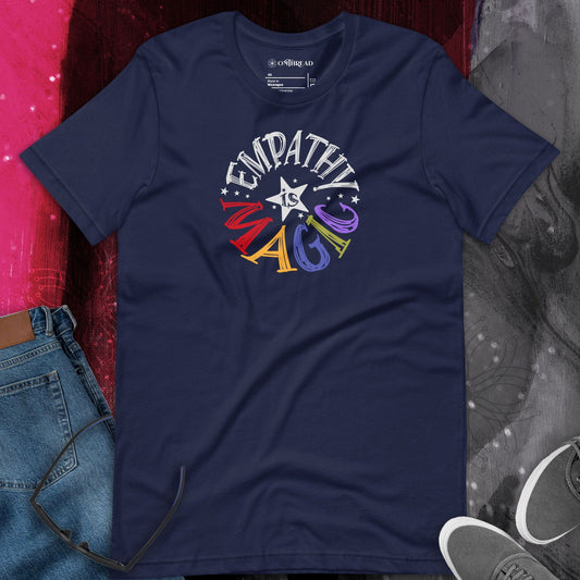 OMTHREAD Empathy Is Magic Rainbow Tee, Retro Positive Message Shirt, Groovy Graphic T-Shirt
