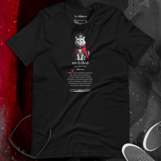 OMTHREAD Entitled Royal Cat Definition T-Shirt, Funny Crowned Cat Shirt, Gift for Cat Lovers