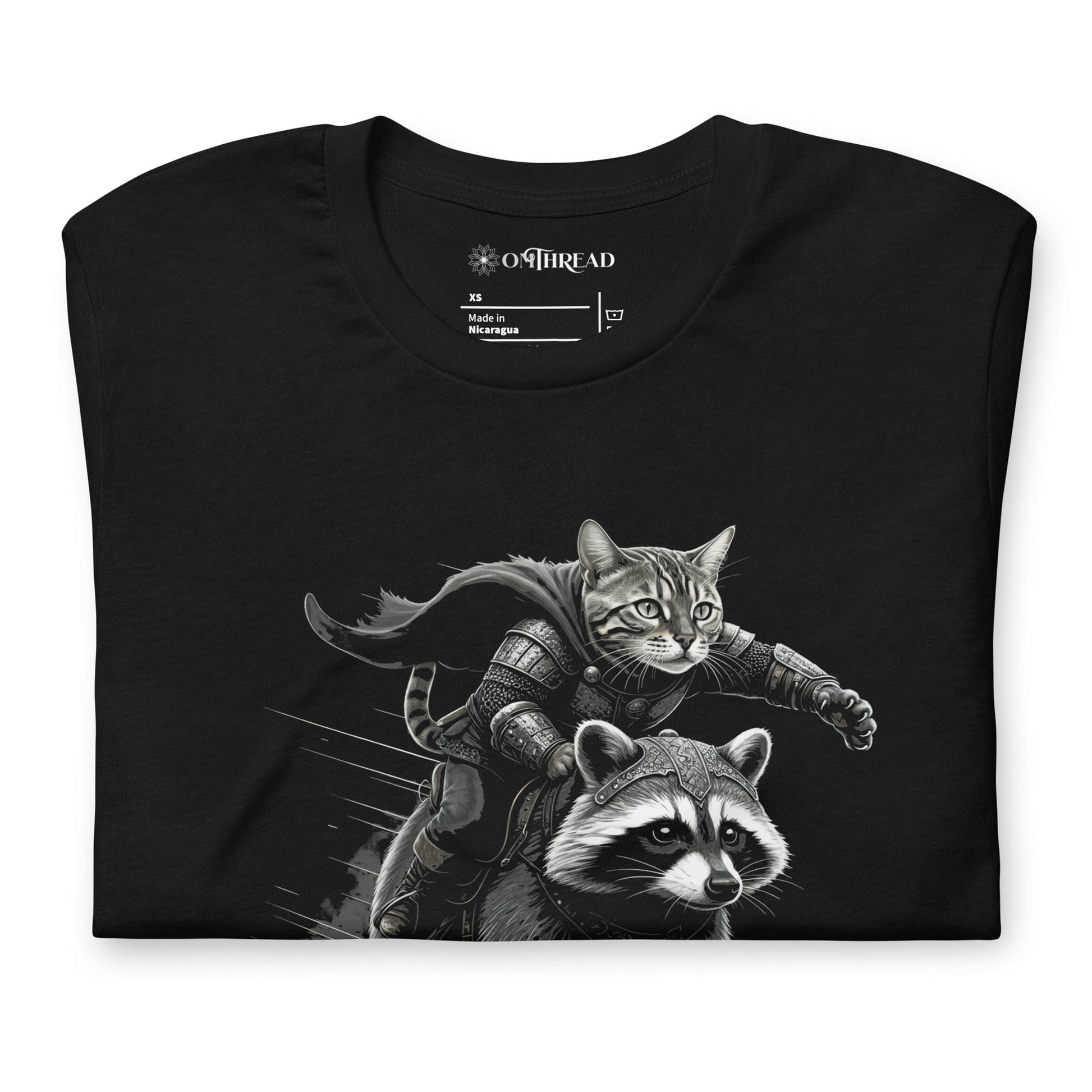 OMTHREAD Epic Viking Warrior Cat and Raccoon | Adventure Fantasy Graphic Tee