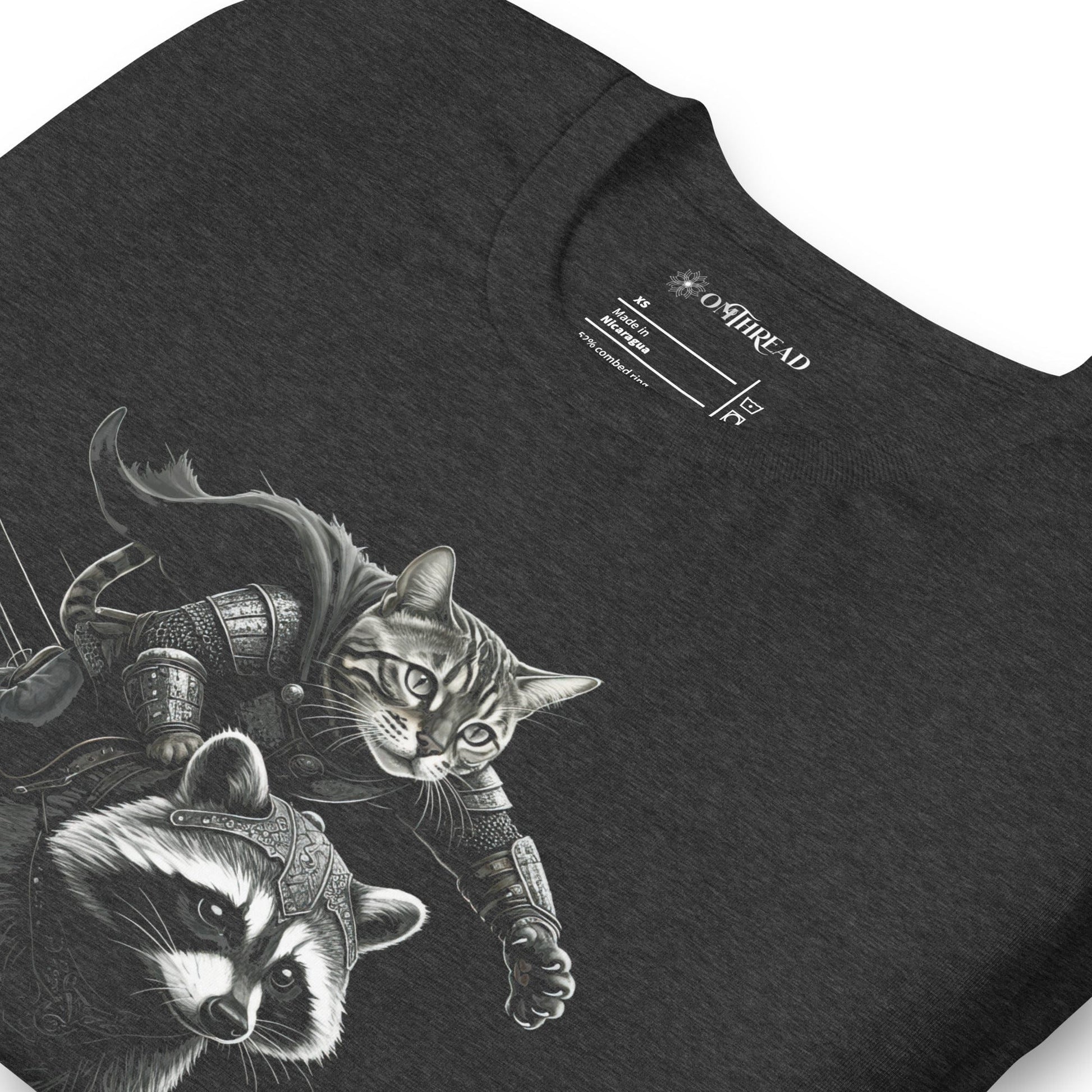 OMTHREAD Epic Viking Warrior Cat and Raccoon | Adventure Fantasy Graphic Tee