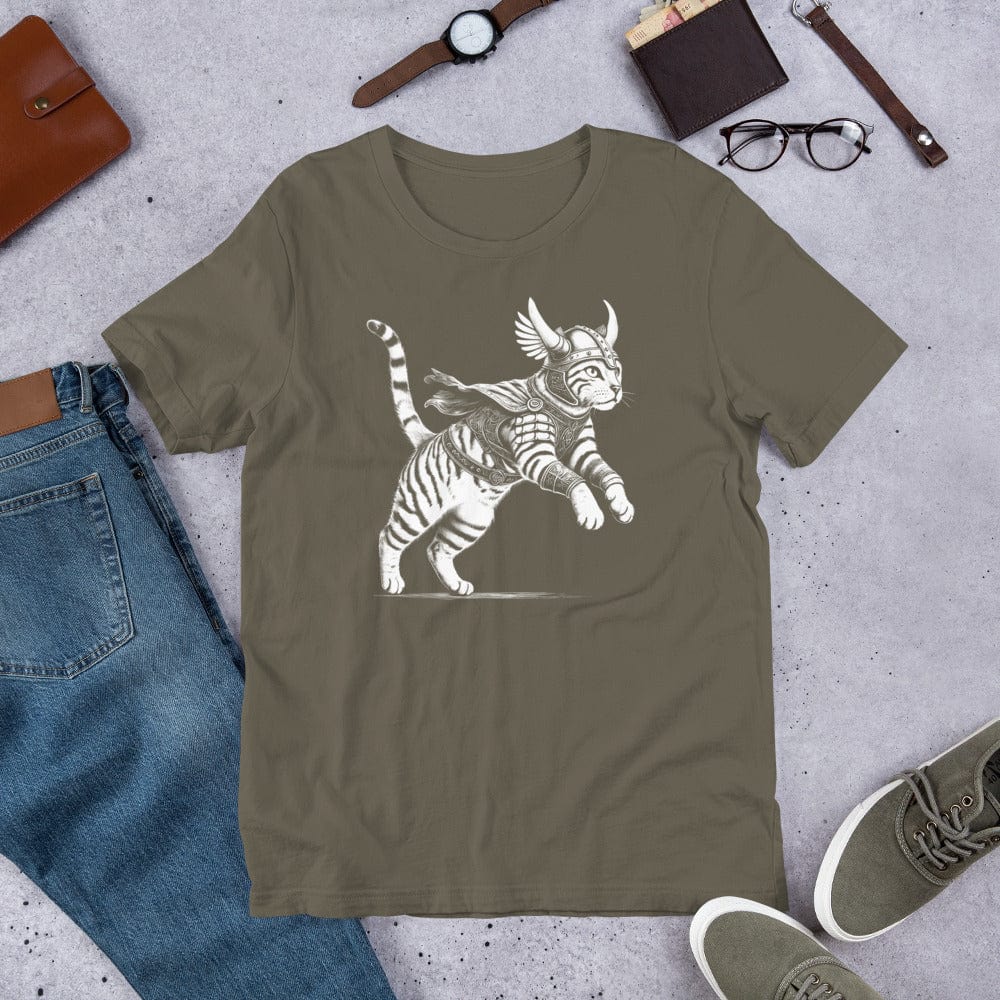 OMTHREAD Feline Fury: Leap of the Fearless Warrior Kitty Tee