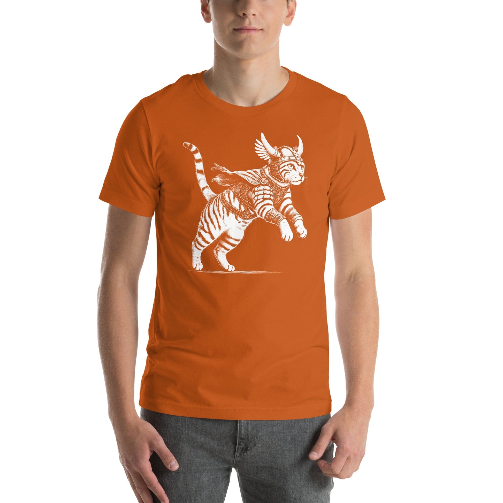 OMTHREAD Feline Fury: Leap of the Fearless Warrior Kitty Tee