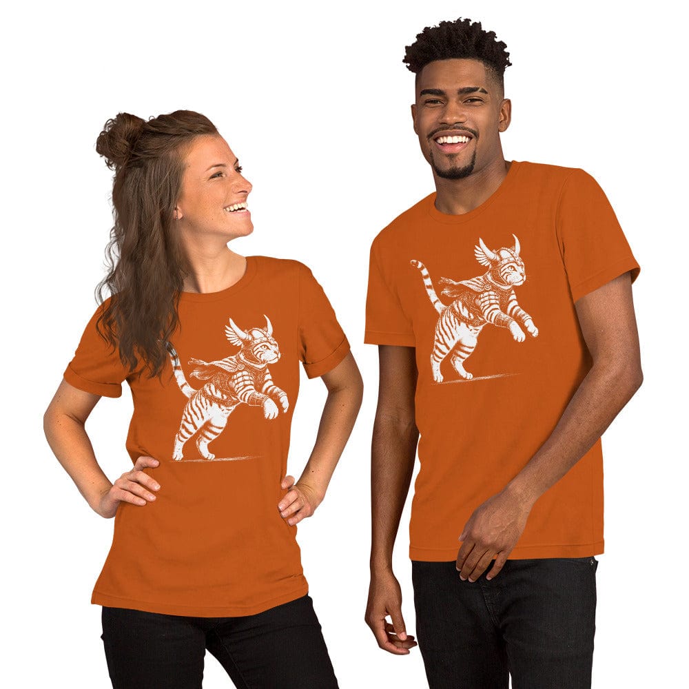 OMTHREAD Feline Fury: Leap of the Fearless Warrior Kitty Tee