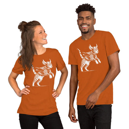 OMTHREAD Feline Fury: Leap of the Fearless Warrior Kitty Tee