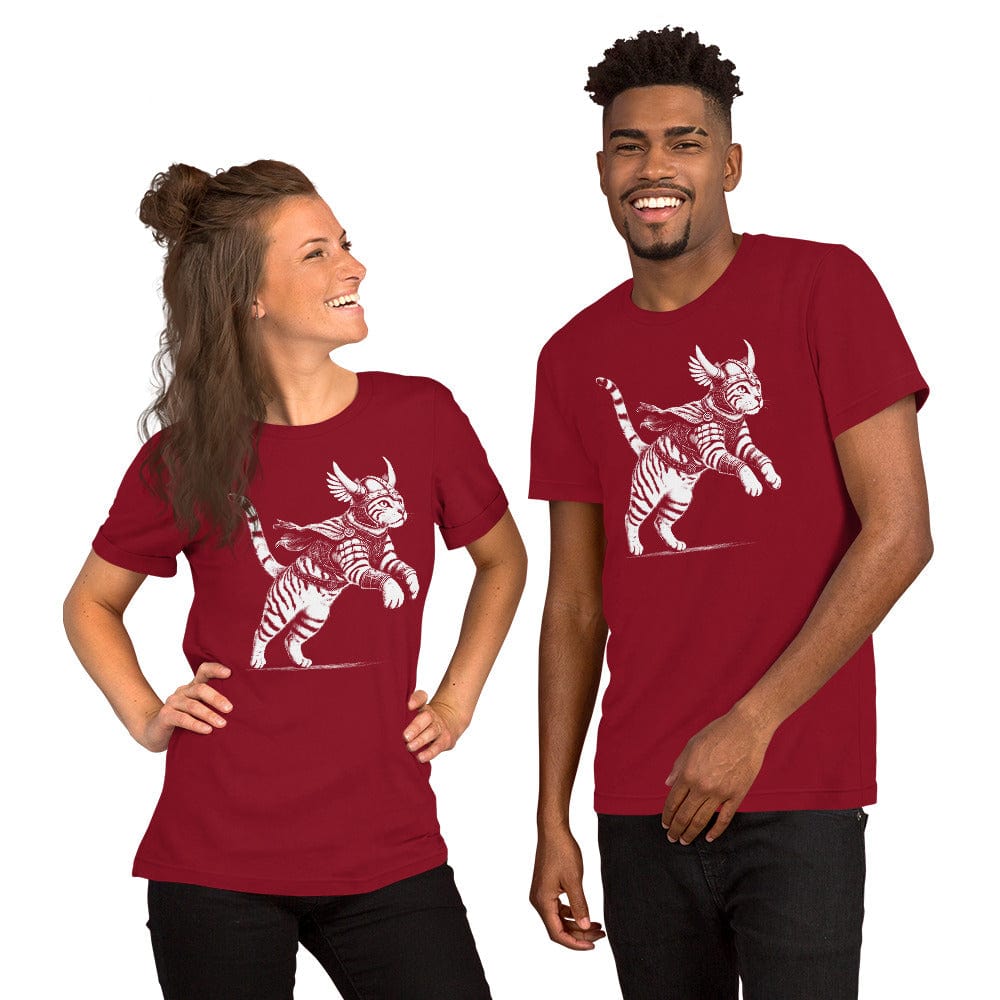 OMTHREAD Feline Fury: Leap of the Fearless Warrior Kitty Tee