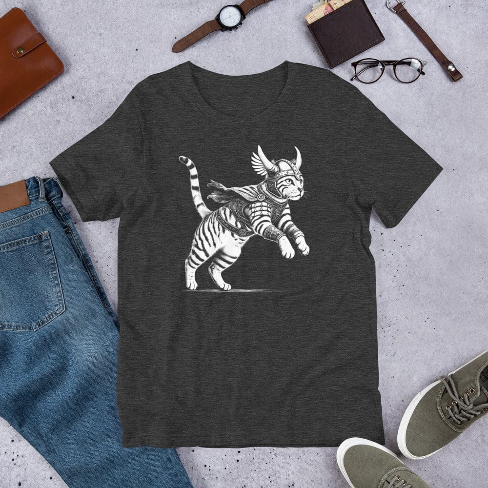 OMTHREAD Feline Fury: Leap of the Fearless Warrior Kitty Tee