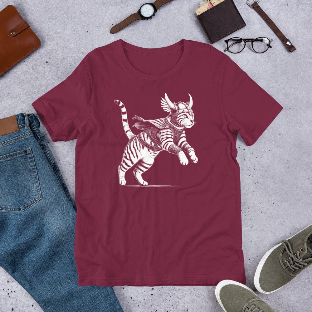 OMTHREAD Feline Fury: Leap of the Fearless Warrior Kitty Tee