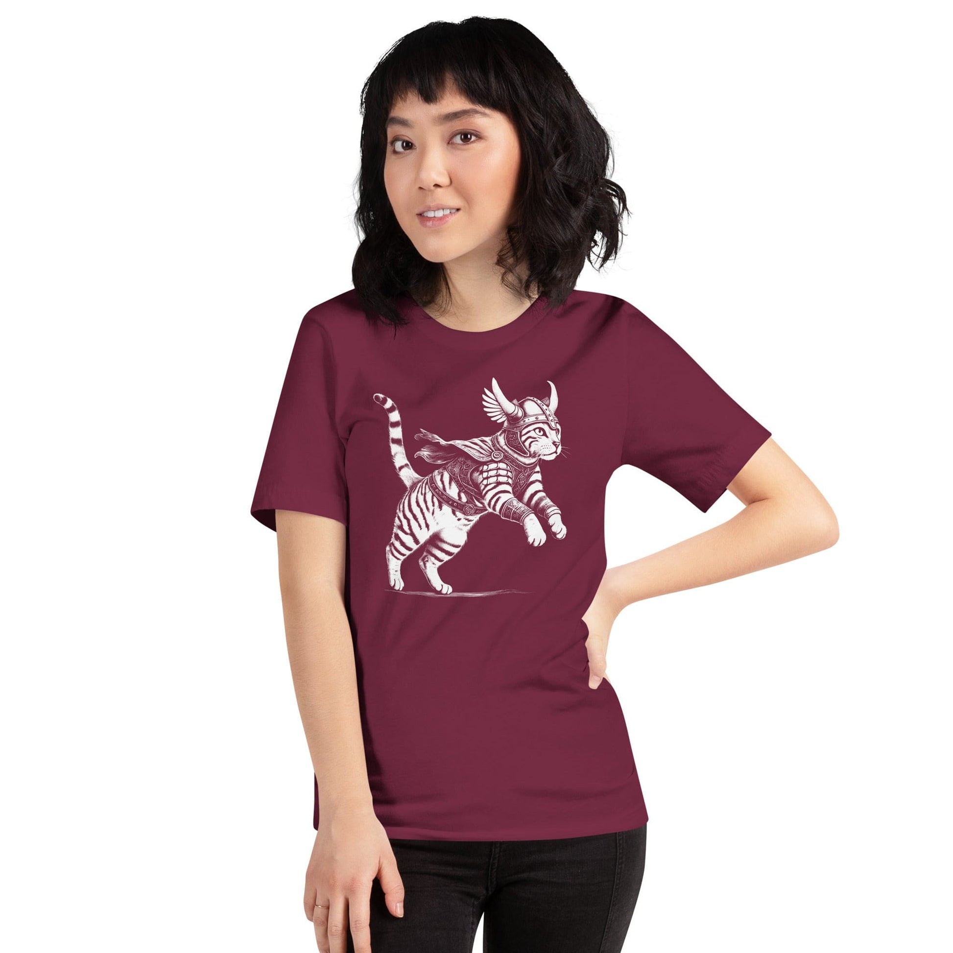 OMTHREAD Feline Fury: Leap of the Fearless Warrior Kitty Tee