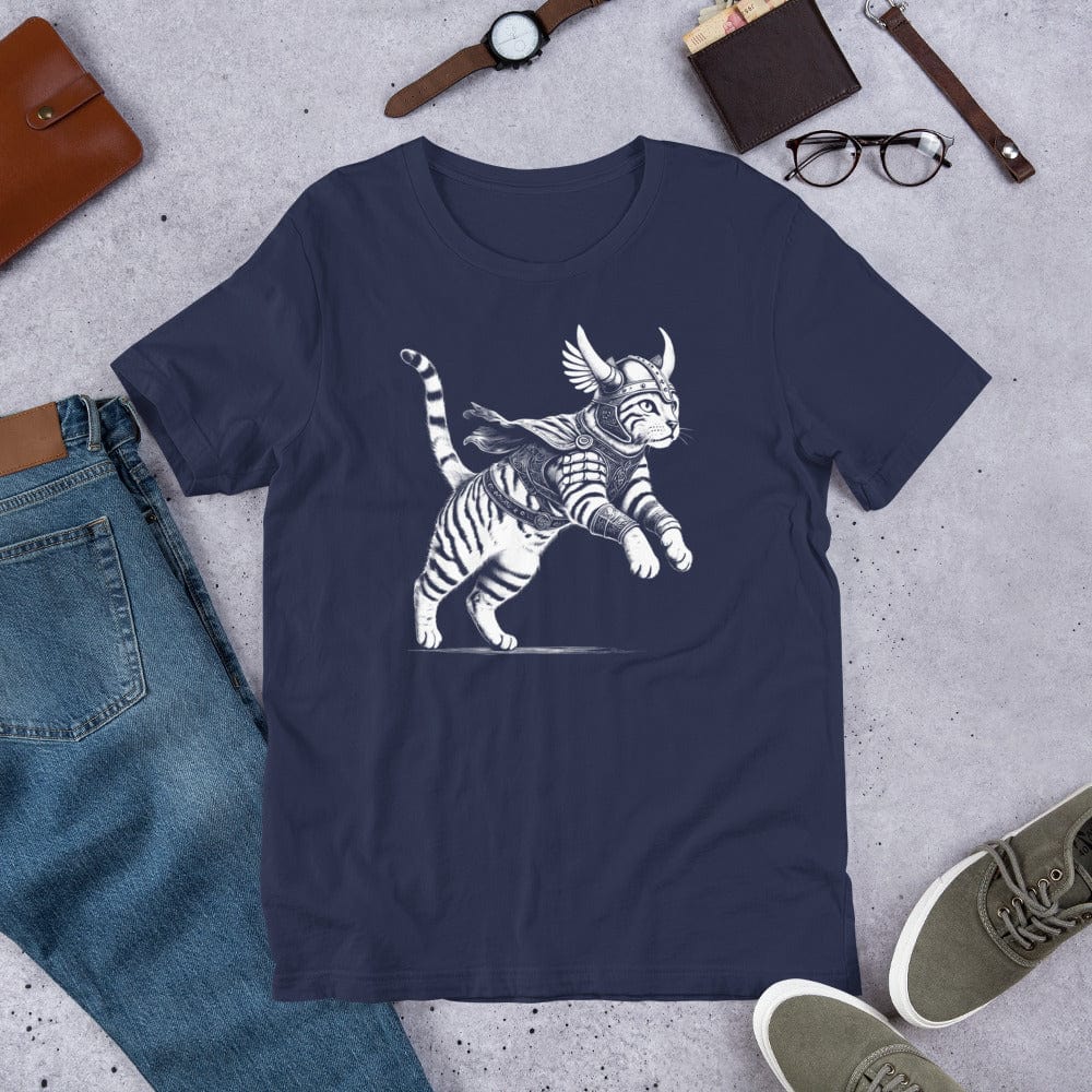 OMTHREAD Feline Fury: Leap of the Fearless Warrior Kitty Tee