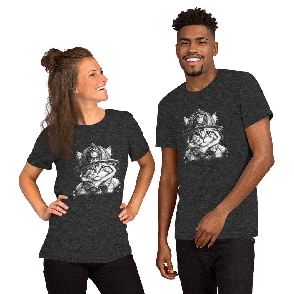 OMTHREAD Firefighter Cat Earth Squad T-Shirt | Cat Lover Firefighter Tee