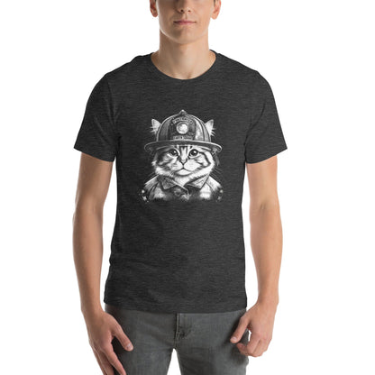 OMTHREAD Firefighter Cat Earth Squad T-Shirt | Cat Lover Firefighter Tee