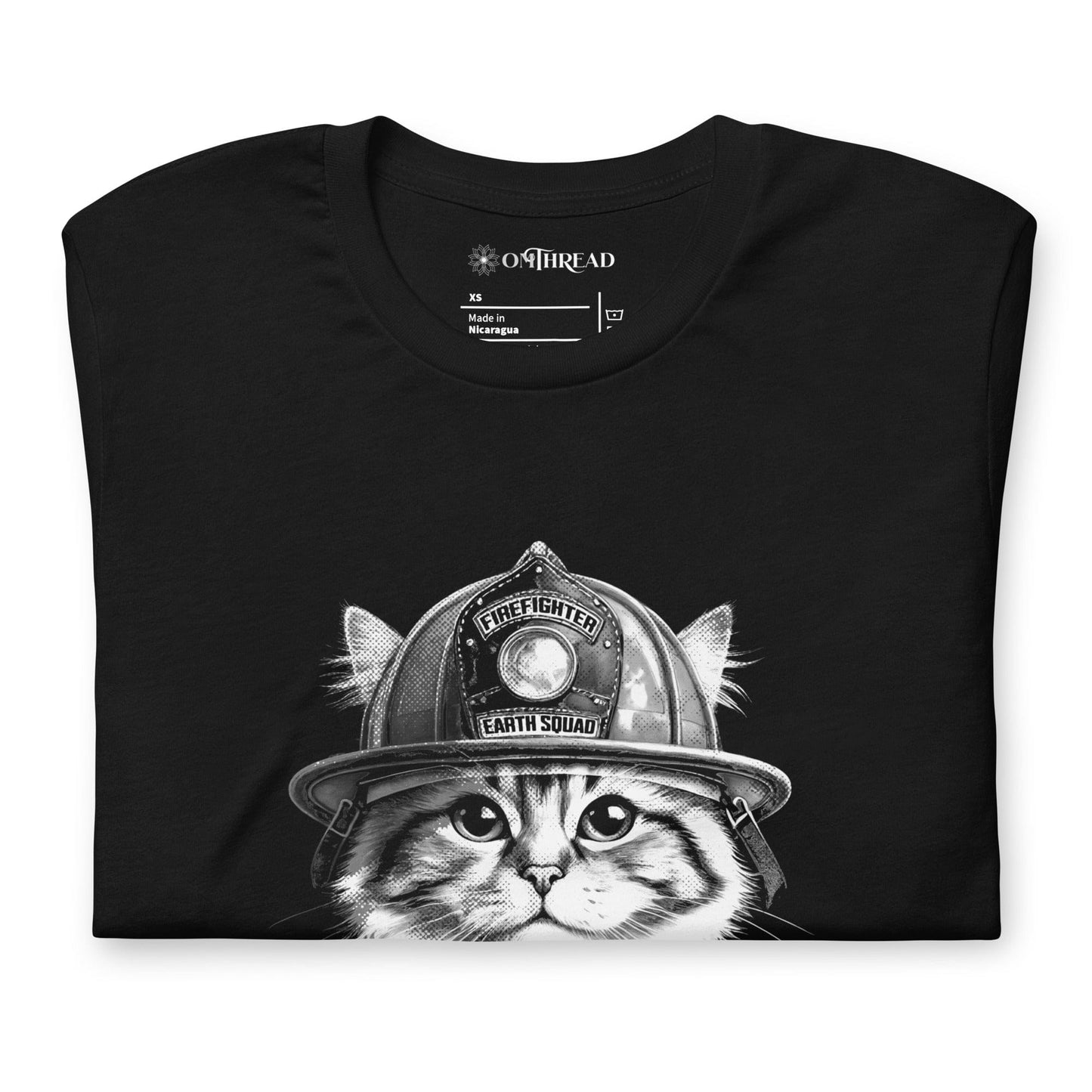 OMTHREAD Firefighter Cat Earth Squad T-Shirt | Cat Lover Firefighter Tee