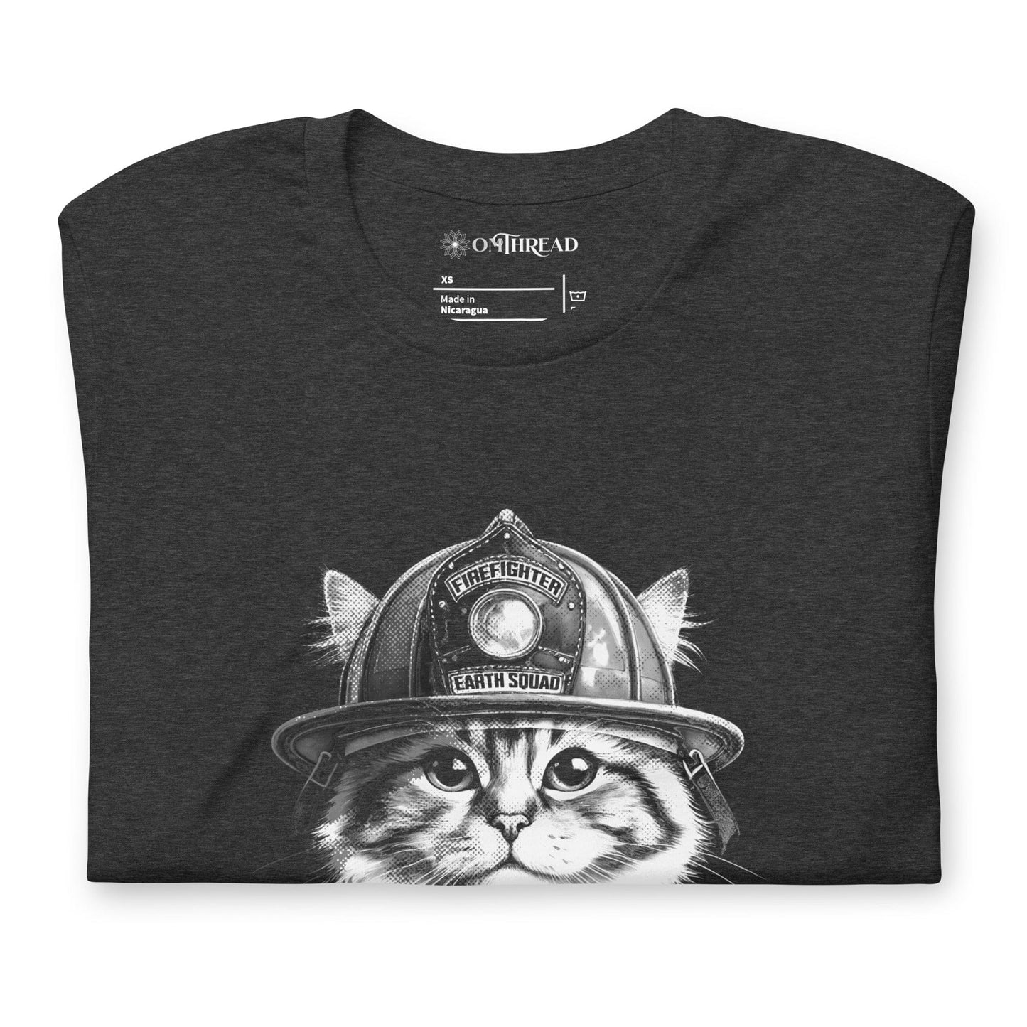 OMTHREAD Firefighter Cat Earth Squad T-Shirt | Cat Lover Firefighter Tee