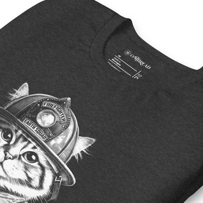 OMTHREAD Firefighter Cat Earth Squad T-Shirt | Cat Lover Firefighter Tee