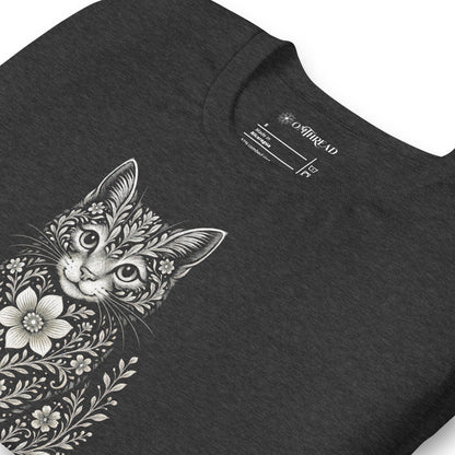 OMTHREAD Flower Child Cat Shirt Hippie Floral Cat Design
